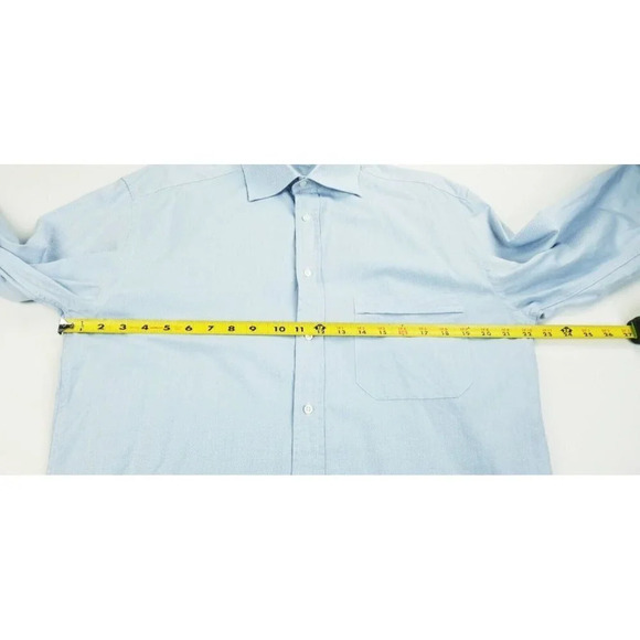 Canali Size 15.5 39 Men Blue Spread Collar Long Sleeve Cotton Pocket Dress Shirt - Picture 3 of 9